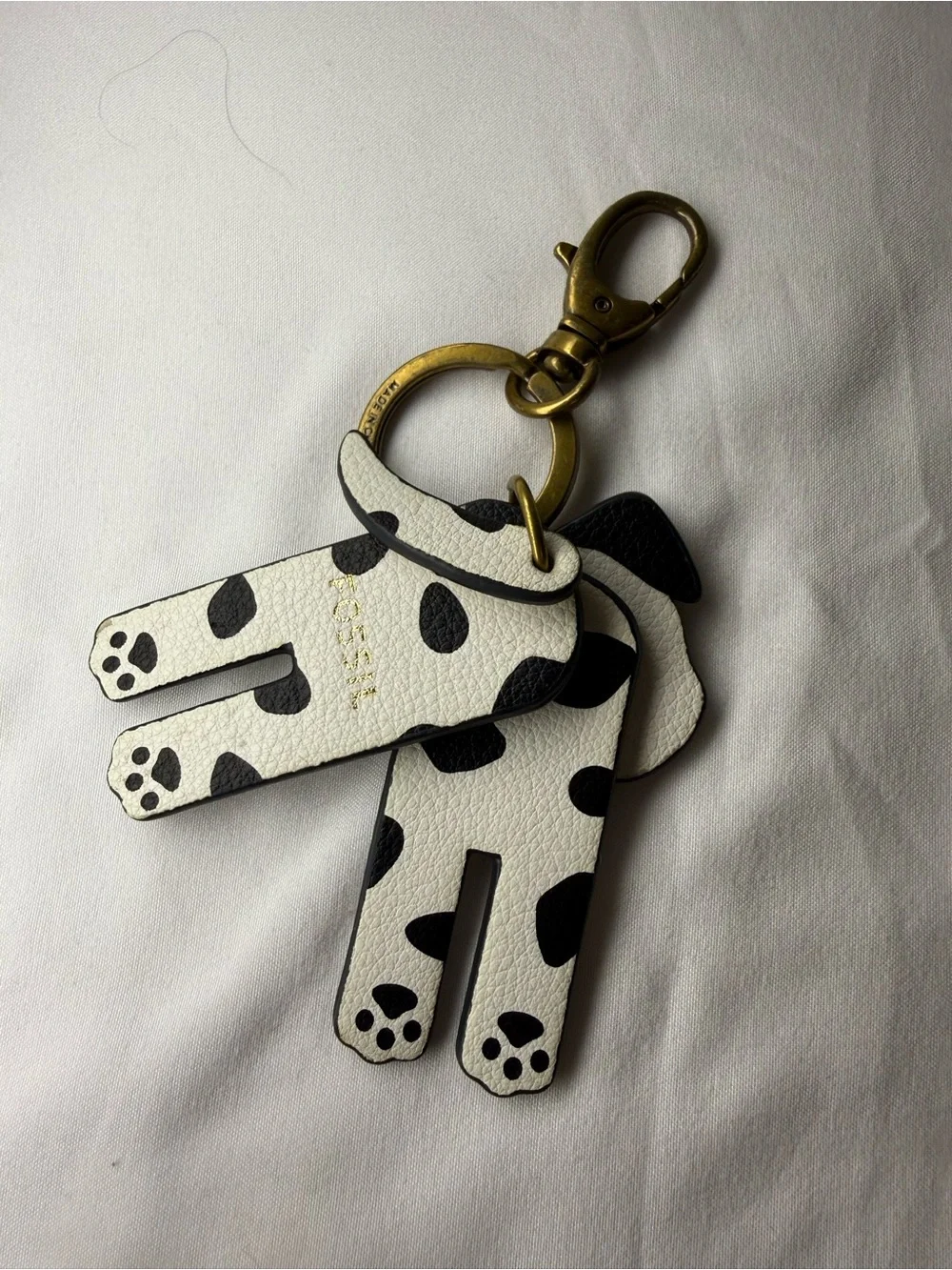 Fossil Dalmatian Dog Genuine Leather Keychain Key Fob Bag Charm